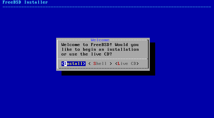 FreeBSD InstallerのWelcome画面